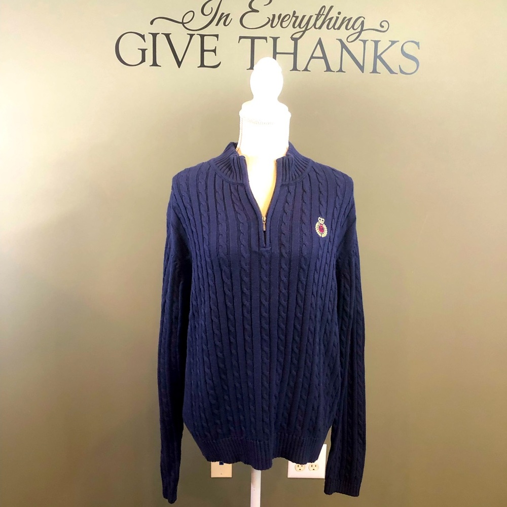 Croft & Barrow Cable Knit Sweater Navy Blue Large